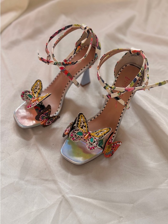 Betsey Johnson Shoes - Betsey Johnson Multicolor Butterfly Ankle-Strap Heels